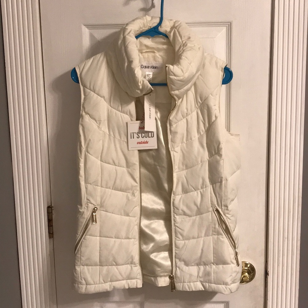 Calvin Klein cream puffer vest